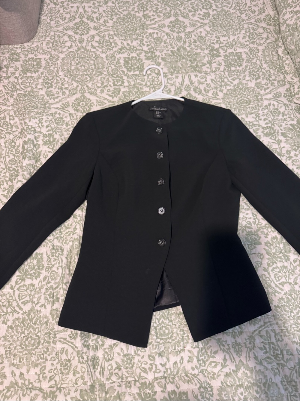 Christian Lacroix Black Round-Neck Button Blazer
